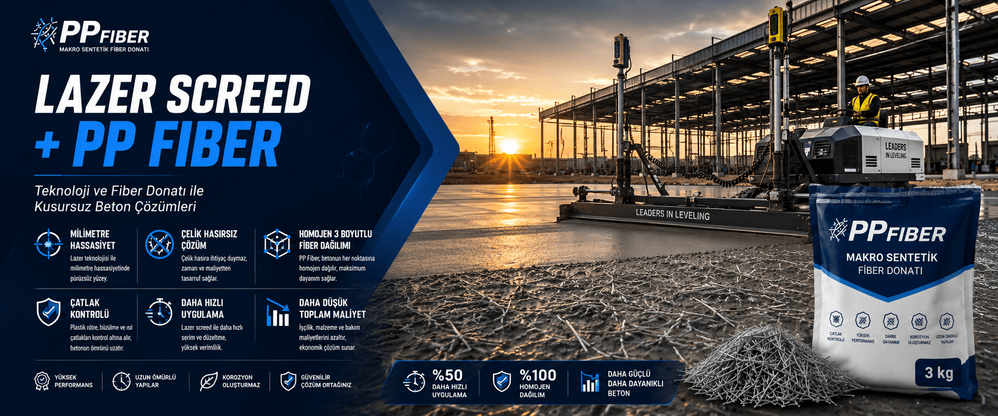 Tarsus Saha Betonu ve PP Fiber Uygulamaları | Makro Sentetik Fiber Donatı