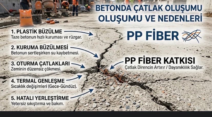 Saha Betonunda Çatlaklar Neden Oluşur? | Çatlakların Nedenleri, Önleme Yöntemleri ve PP Makro Sentetik Fiber