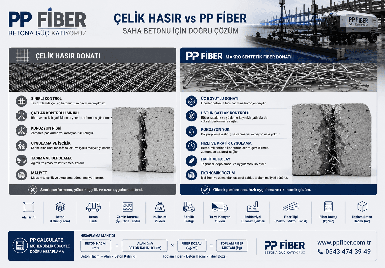 Ardahan Saha Betonu ve PP Makro Sentetik Fiber Uygulamaları | Ardahan Fabrika, Depo ve Ağır Araç Sahaları