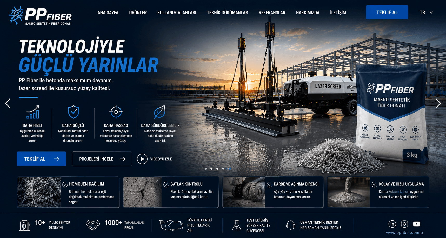 Tarsus Saha Betonu ve PP Fiber Uygulamaları | Makro Sentetik Fiber Donatı